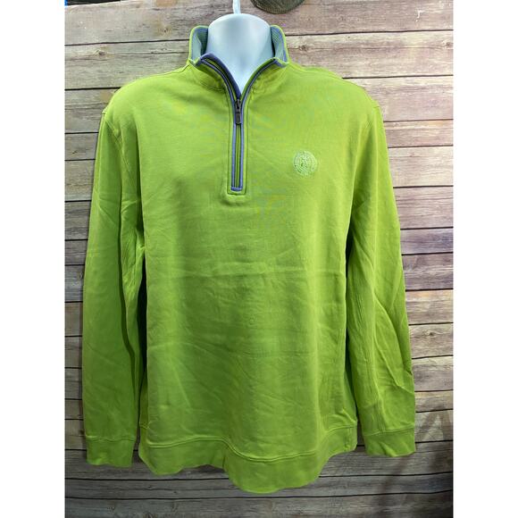 Bobby Jones Pullover XL Green Pima Cotton Quarter Zip Club Crest Embroidered - Picture 1 of 11
